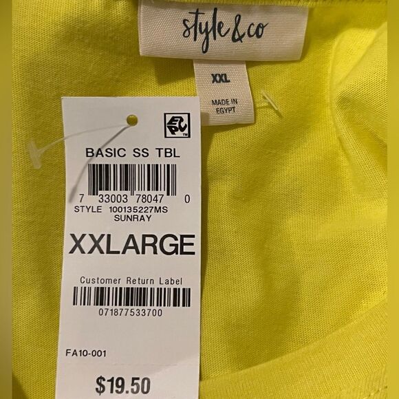 Style & Co Womens Sunray Yellow Basic Pocket T-Shirt Plus XXL New - Picture 5 of 7